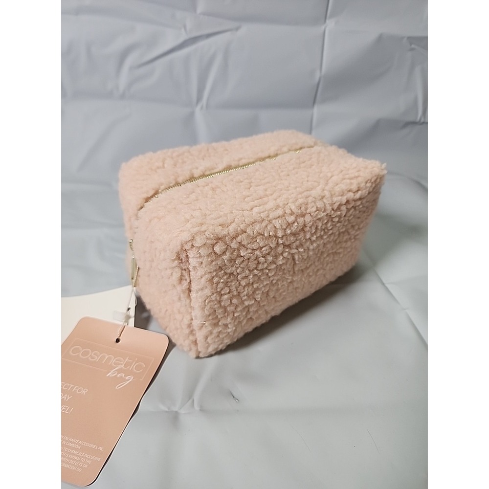 Cosmetic Bag Fuzzy Sherpa Pink KOG63PNK 4x7x4.5 Khols Travel Vacation